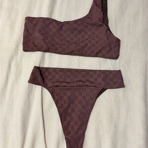 Acacia Swimwear Mauve Checkered Bikini